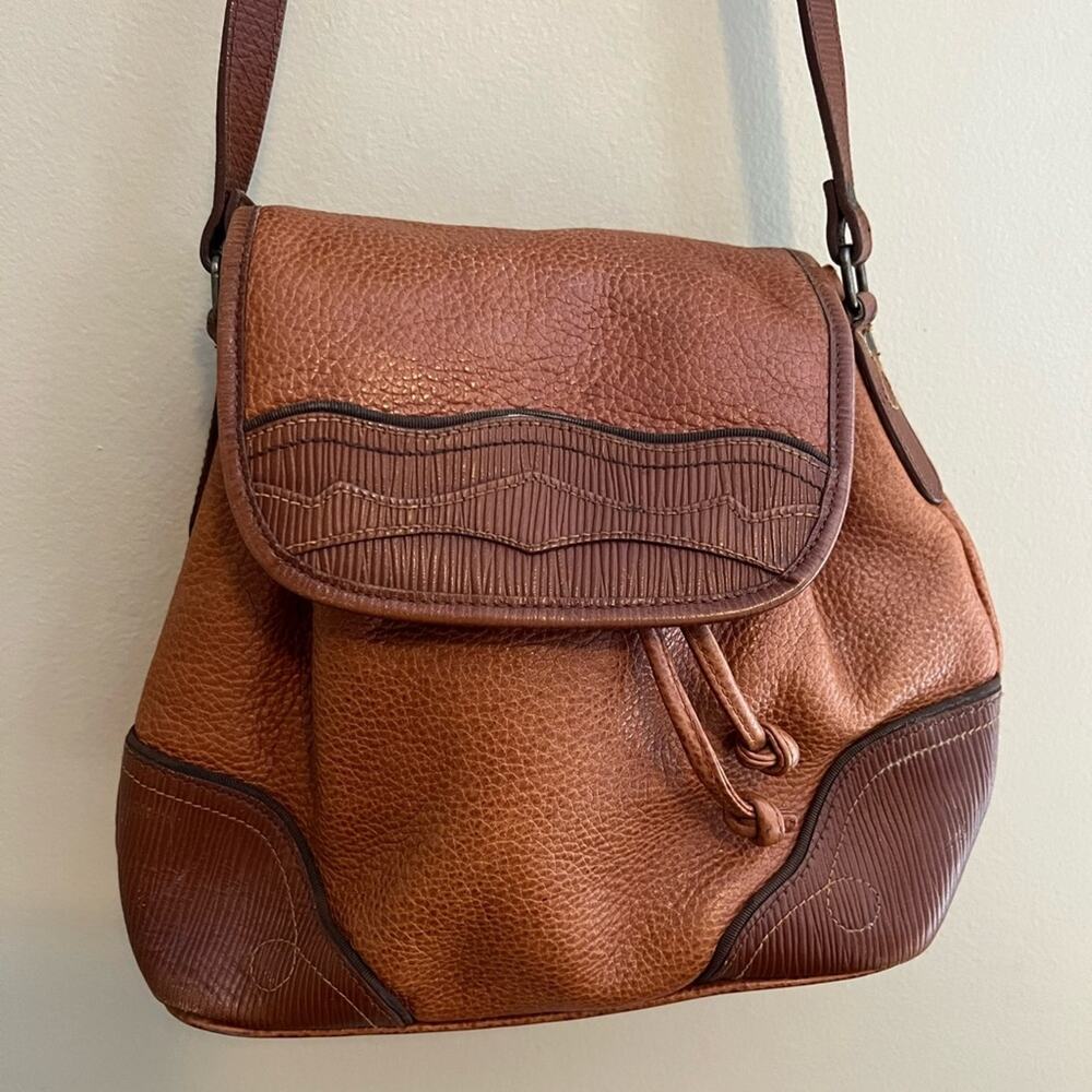 Vintage Liz Claiborne western inspired leather crossbody bucket bag purse - Picture 2 of 9